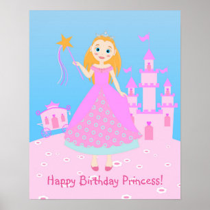 Póster Princesa de cuento de hadas en Fiesta de nacer ros