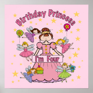Póster Princesa de cumpleaños soy Cuatro camisetas y rega