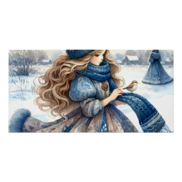 Póster Princesa de Fantasía Invernal en un Cuento de Hada
