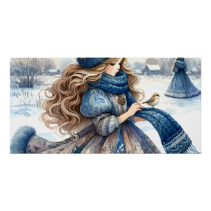Póster Princesa de Fantasía Invernal en un Cuento de Hada