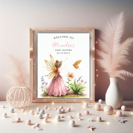 Póster Princesa de hadas encantada niña rosa ducha