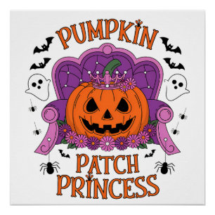 Póster princesa de parche de calabaza, halloween