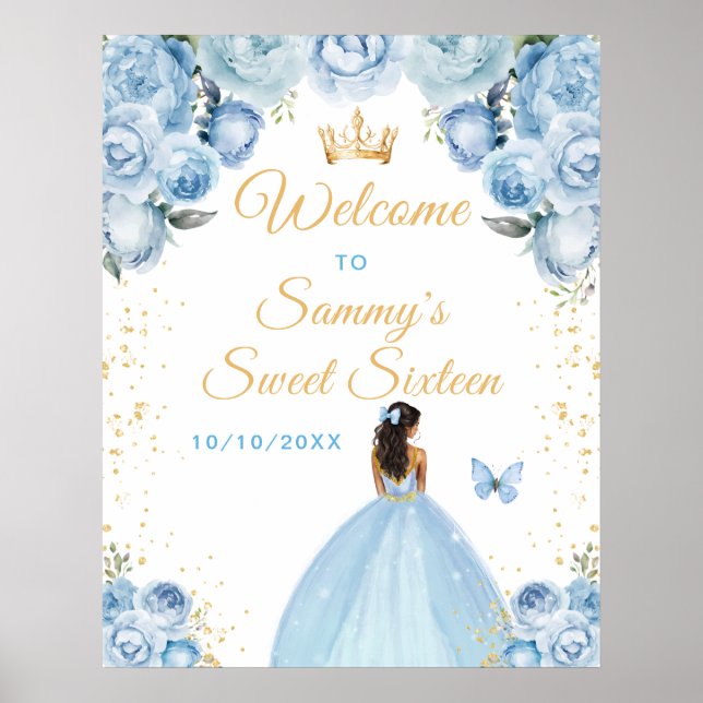Póster Princesa de Piel Morena Azul Bienvenida a los Dulc (Frente)