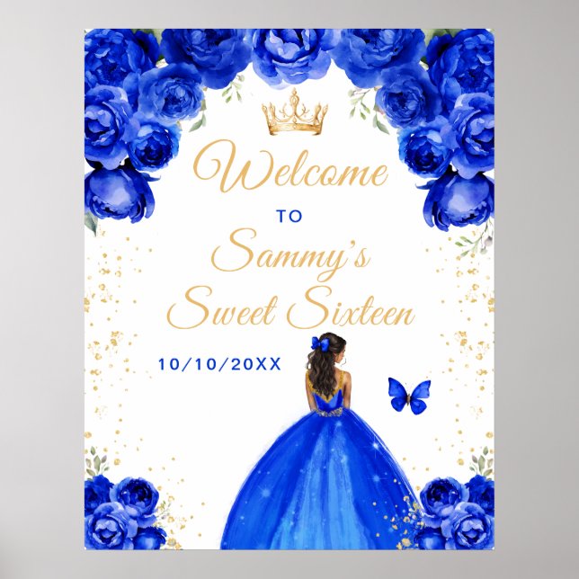 Póster Princesa de Piel Oscura Azul Bienvenida a los Dulc (Frente)