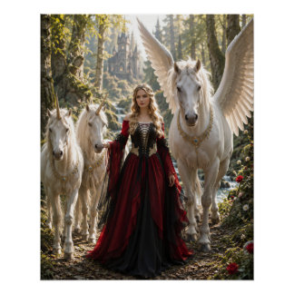 Póster Princesa del Bosque Encantado del Unicornio
