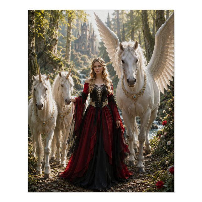 Póster Princesa del Bosque Encantado del Unicornio (Anverso)
