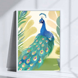 Póster Princesa del pavo real   Naturaleza animal acuarel