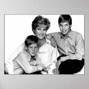 Póster Princesa Diana y sus hijos