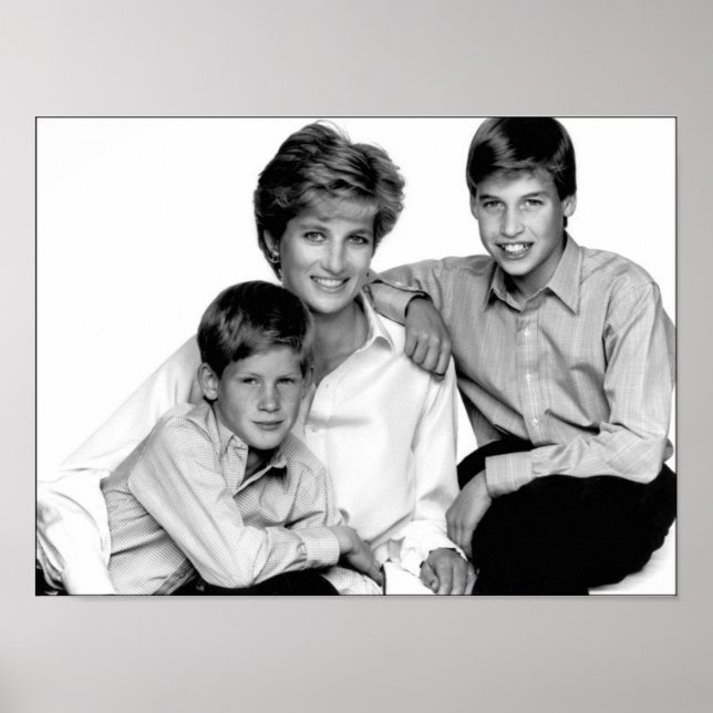 Póster Princesa Diana y sus hijos (Frente)