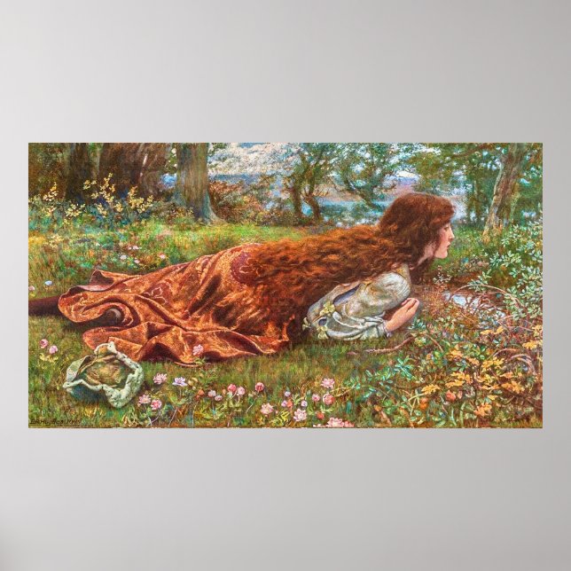 Póster Princesa en un bosque entre flores en verano (Frente)