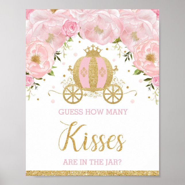Póster Princesa Floral Rosa Adivina Cuántos Besos (Frente)