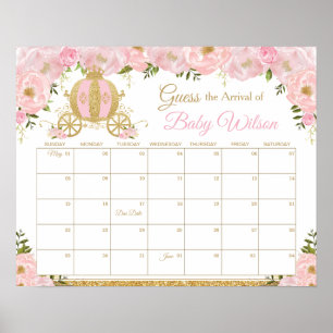 Póster Princesa floral rosa adivina el juego de llegada d