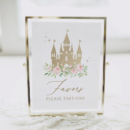 Póster Princesa floral rosa y dorada Cumpleaños favorece