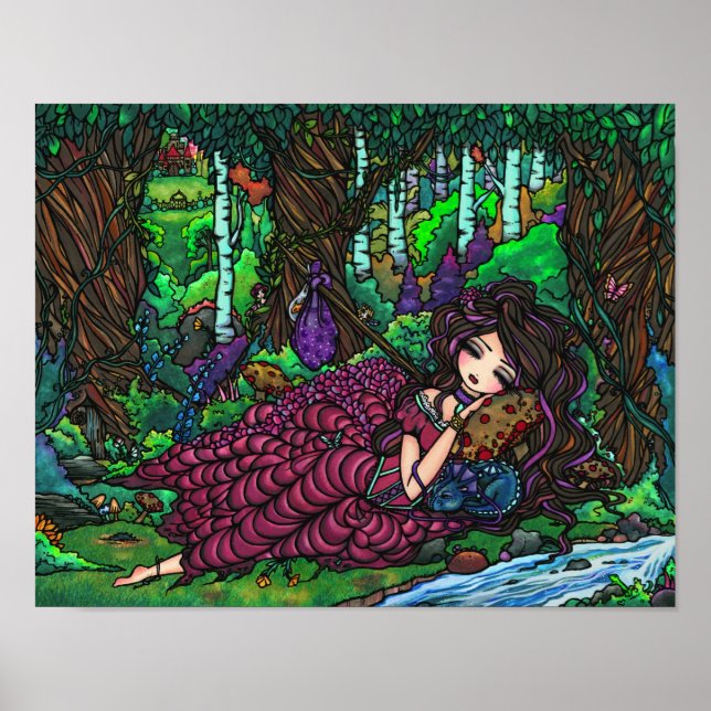 Póster "Princesa fugitiva" Fairy Dragon Fantasy Forest Ar (Frente)