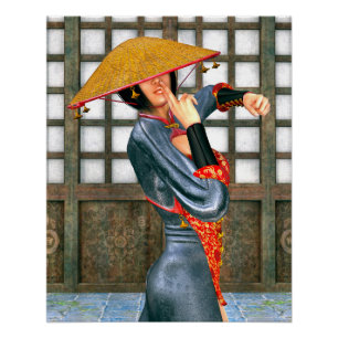 Póster Princesa Guerrera Mística Estilo Fantasía Oriental