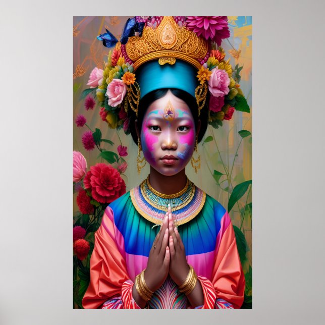 Póster Princesa joven floral (Frente)