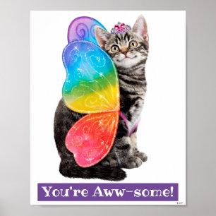 Póster Princesa Kitten, mariposa arco iris