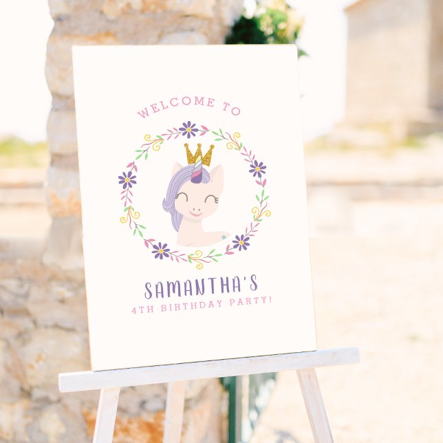 Póster Princesa Magica de Unicornio | Bienvenida de fiest (Welcome Sign Mock-up)