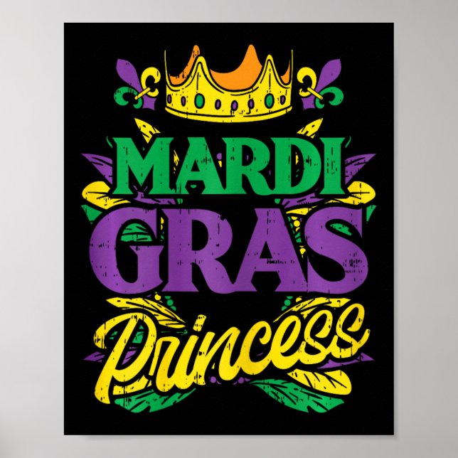 Póster Princesa Mardi Gras Graciosa Mujer del Carnaval Ma (Frente)