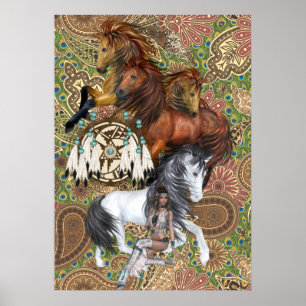 Póster Princesa Nativa y Stallions Salvajes