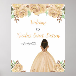 Póster Princesa Peach de Piel Oscura Cumple Dulces Diecis