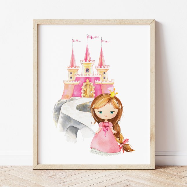 Póster Princesa, pelo pardo, castillo, corona, guardería  (Subido por el creador)