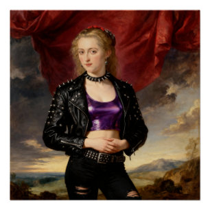 Póster Princesa Punk con Chaqueta de Cuero