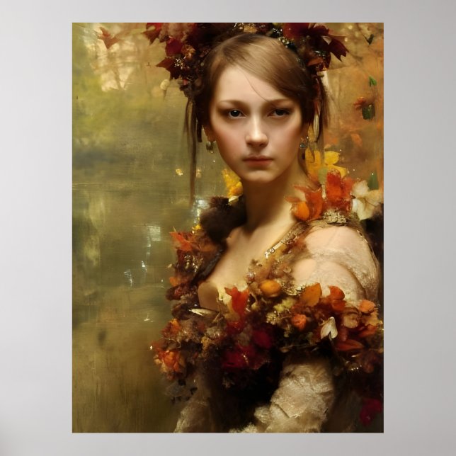 Póster princesa renacentista de otoño (Frente)