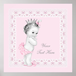 Póster Princesa Rosa Bebé Adorable Niña