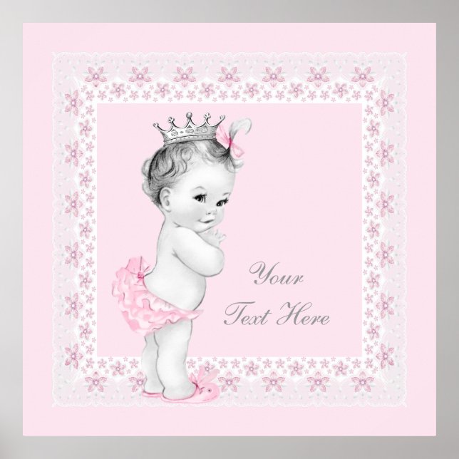Póster Princesa Rosa Bebé Adorable Niña (Frente)