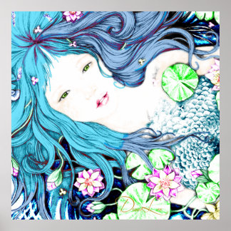 Póster Princesa sirena en Poster Blue Hues