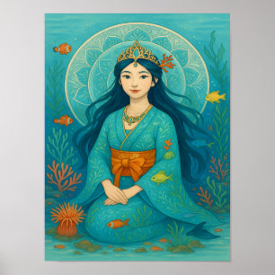 Póster Princesa submarina en Kimono