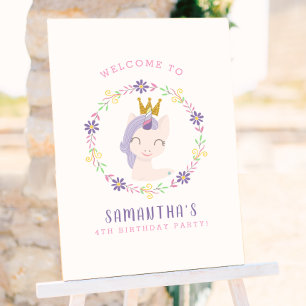 Póster Princesa Unicornio Mágico   Bienvenida a la Fiesta