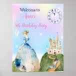 Póster Princess Birthday Kids Welcome Poster<br><div class="desc">Había una vez,  la princesa se estaba volviendo...  Línea de Cumpleaños que se puede editar. Invitaciones y otros suministros para fiestas de cumpleaños...  ¡Feliz cumpleaños!</div>