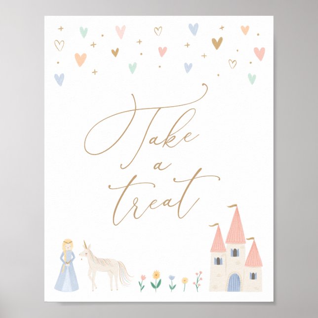 Póster Princess Birthday Party Take a Treat Table Sign (Frente)