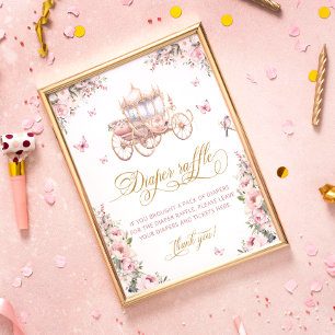 Póster Princess Carriage Floral Baby Shower Diaper Raffle