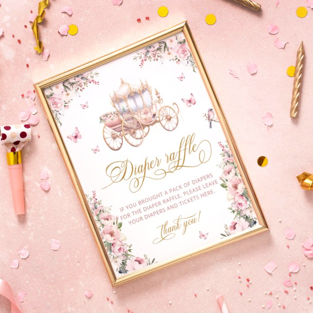 Póster Princess Carriage Floral Baby Shower Diaper Raffle (Subido por el creador)