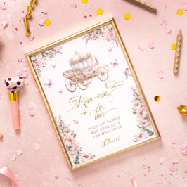 Póster Princess Carriage Rubor Pink Floral Mom-osa Bar