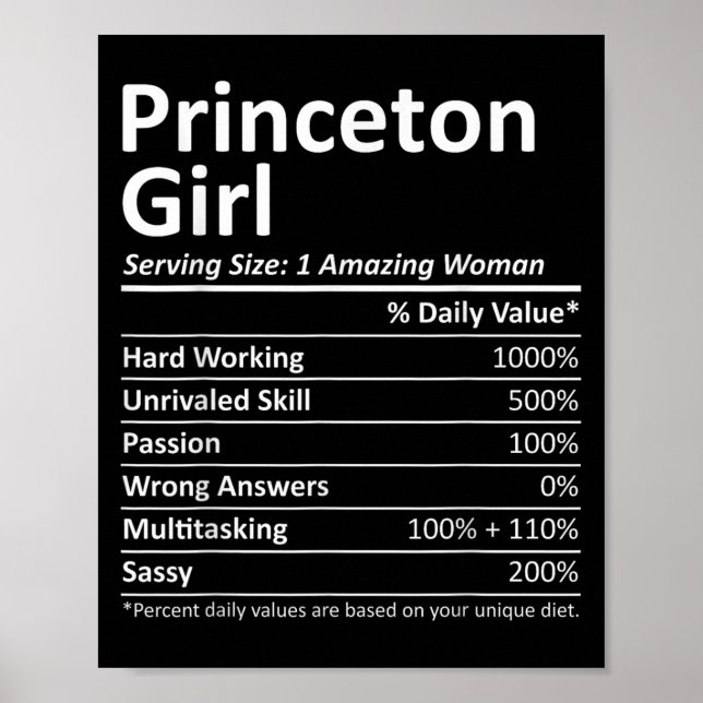 Póster Princeton Girl Nj New Jersey Funny City Home Roots (Frente)