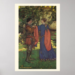 Póster Príncipe Caballero Héroe Vintage Armadura Brillant