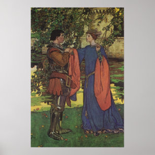 Póster Príncipe Caballero Héroe Vintage Armadura Brillant