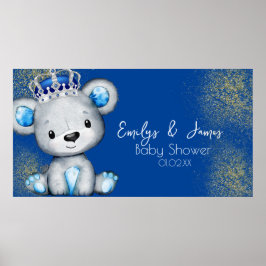 Póster Príncipe de ducha de bebé azul brillante osito niñ