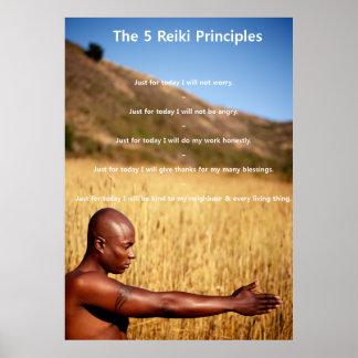 Póster Principios de Reiki con el hombre