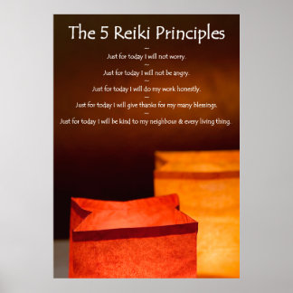 Póster Principios de Reiki con Luminarias