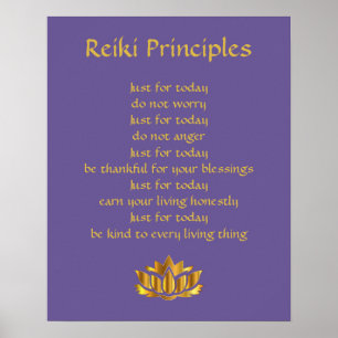 Póster Principios de Reiki López Morado/Oro