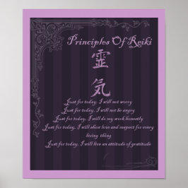 Póster Principios de Símbolo de Reiki sólo para hoy