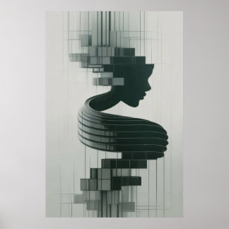 Póster Print A modern abstract portrait blending feminine
