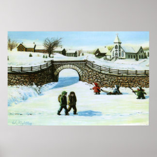 Póster Print of "Playing At The Pond"