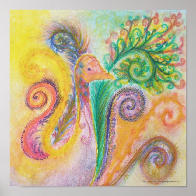 Póster Print or Poster of Soft Colourful Bird Design (Frente)