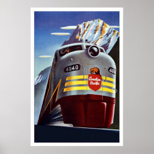 Póster Print Retro Vintage Image Travel Train Canada